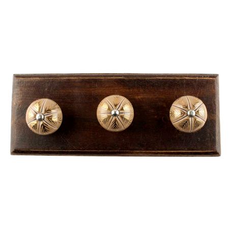 Golden Flower Ceramic Wooden Hook